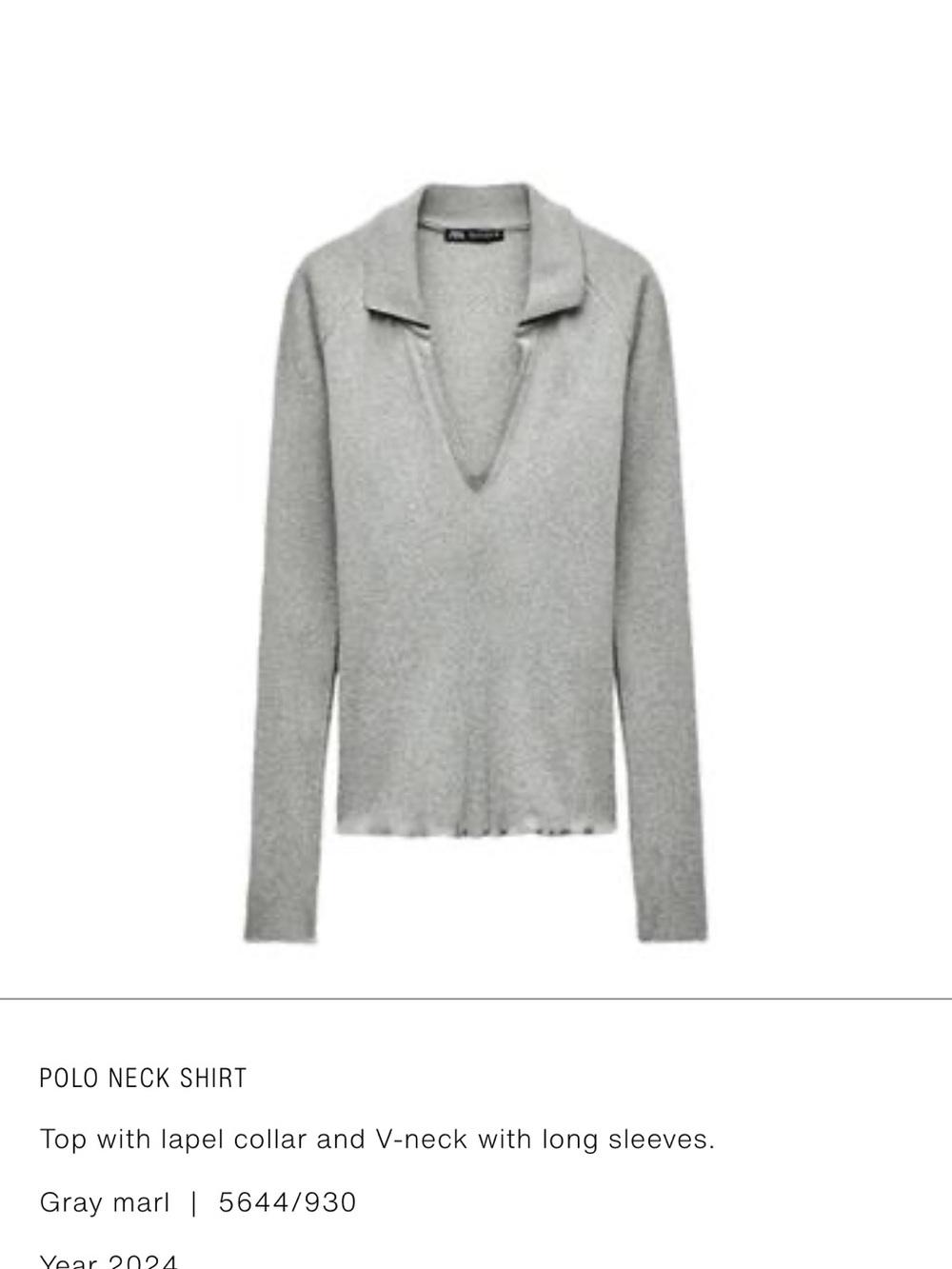 Zara Gray Marl V-Neck Sweater